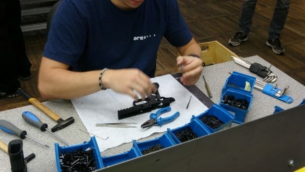 A worker assembling Arex pistols at the factory in Ljubljana, Slovenia