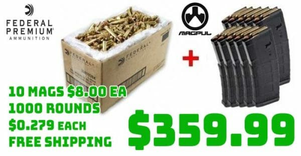 1000rds American Eagle 5.56mm Ammo & Ten Magpul PMAG 30rd Mags Deal
