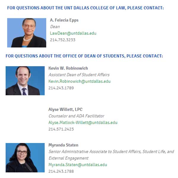 Contact the University of North Texas at Dallas College of Law