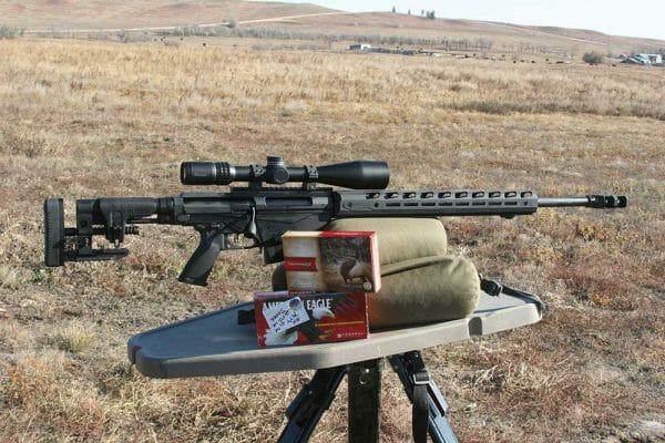 Ruger Precision Rifle 338 Lapua and Burris SCR Veracity Riflescope on the bags