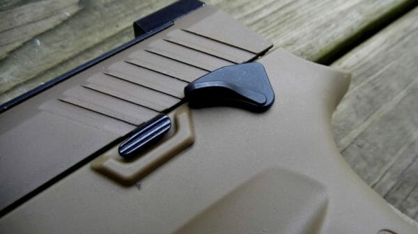 Unlike other P320 pistols, the M17 has a manual safety.