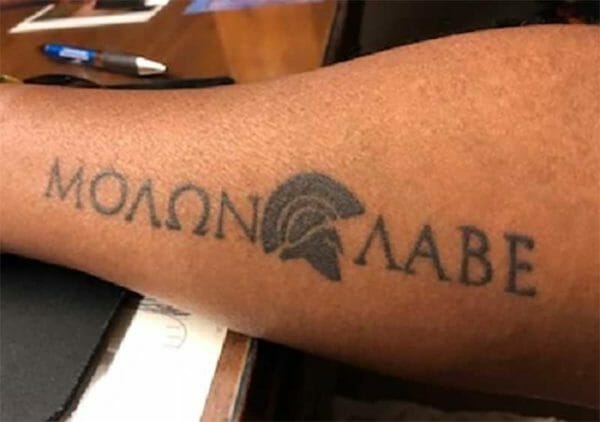 Allen West Molon Labe tatoo