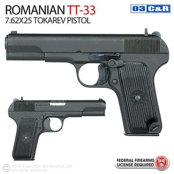 ROMANIAN TT-33 TOKAREV 7.62X25 PISTOL