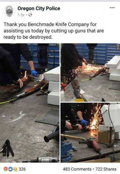 Benchmade Helping Police Destroy Guns