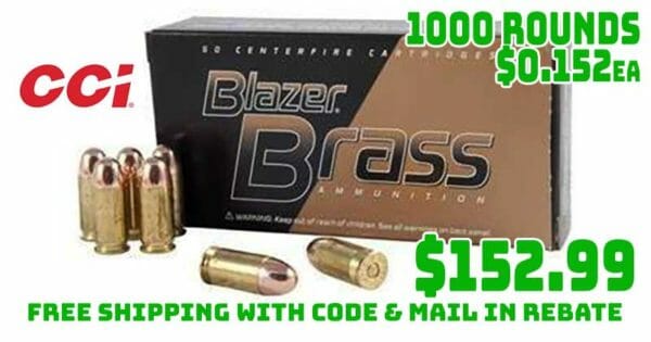 CCI Blazer Ammo 1000rnds 9mm Luger 115Gr FMJ Rebate Deal