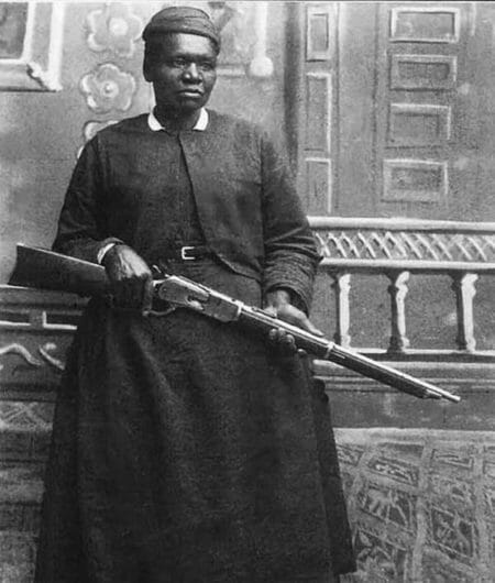 Harriet Tubman with her rifle.