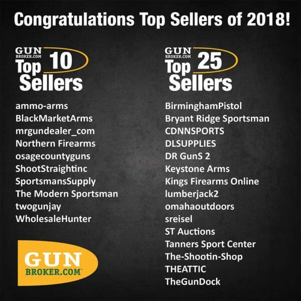 GunBroker.com recognizes the Top 100 Sellers on GunBroker.com for 2018
