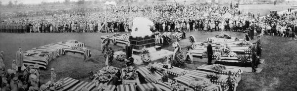 fallen comrades and brought many of the bodies home to Michigan, where a monument honoring their service still stands: a massive marble polar bear