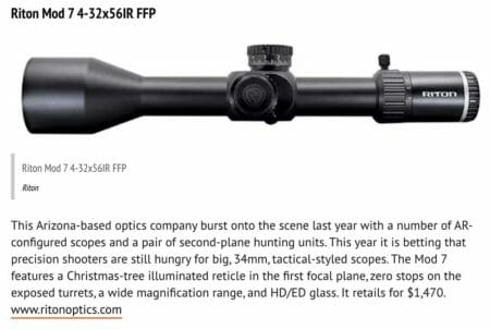 Riton Optics Listed As "Top Optics" at 2019 SHOT Show