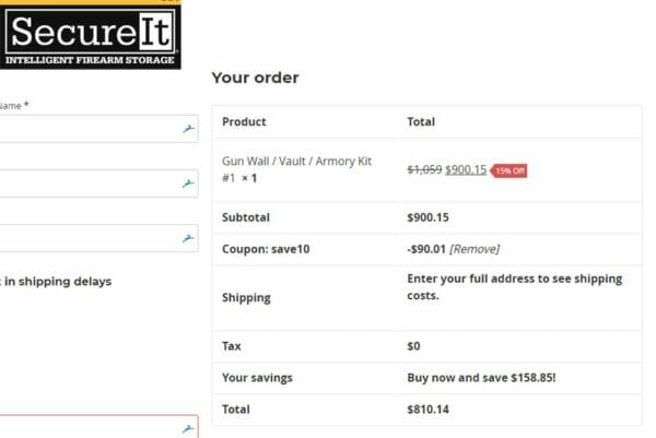 SecureIt Gun Wall Vault Armory Kit 1 Cart Check