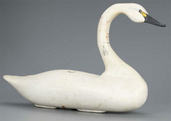 The Gifford Holly Swan, John “Daddy” Holly (1818-1892) or James T. Holly (1855-1935), Havre de Grace, MD, c. 1885, 20 in. tall by 34 ¾ in. long, Estimate: $65/$85,000, Sold for $102,000 The Gifford Holly Swan, John “Daddy” Holly (1818-1892) or James T. Holly (1855-1935), Havre de Grace, MD, c. 1885, 20 in. tall by 34 ¾ in. long, Estimate: $65/$85,000, Sold for $102,000