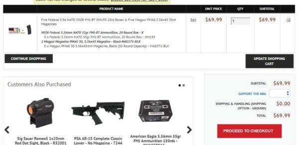 Federal 5.56 55gr FMJ-BT XM193 & 5 Magpul 30rd Mags Cart Check