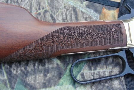 Henry Cowboy Carbine Rifle Checkered Forearm Side