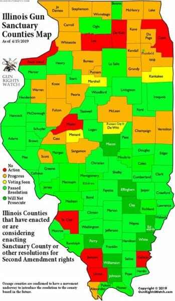 Illinois Second Amendment Sanctuary Map 04-15-2019