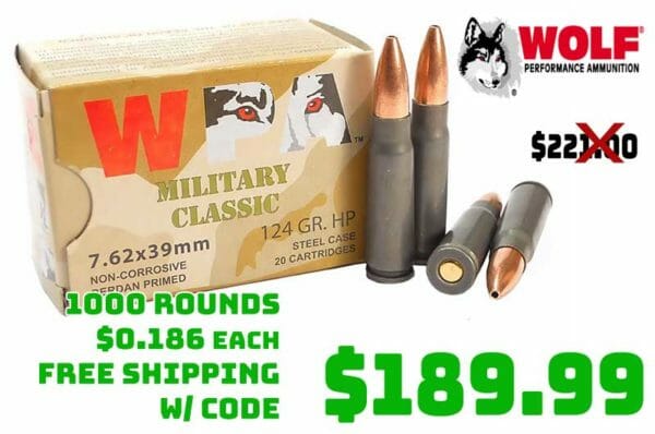 1000rnds Wolf Classic Ammo 7.62X39mm 124Gr FMJ Deal