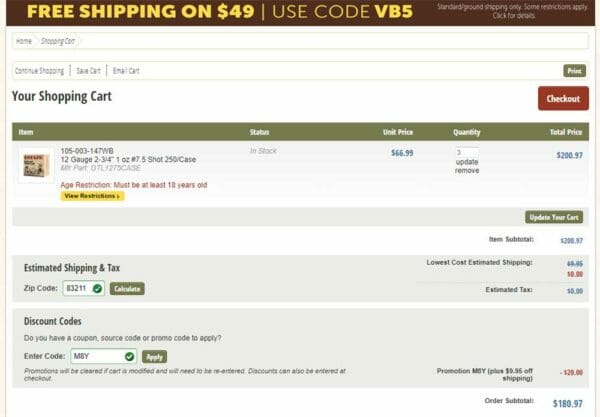 750pc Federal Estate Game & Target 12G Shotshell Cart Check