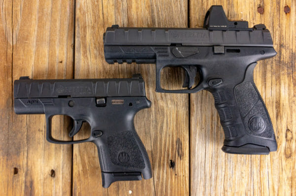 Beretta APX Carry (bottom) On the outside, there are similarities with the larger APX models. Inside, things are different - mainly the trigger. Beretta APX Carry (bottom) On the outside, there are similarities with the larger APX models. Inside, things are different - mainly the trigger.