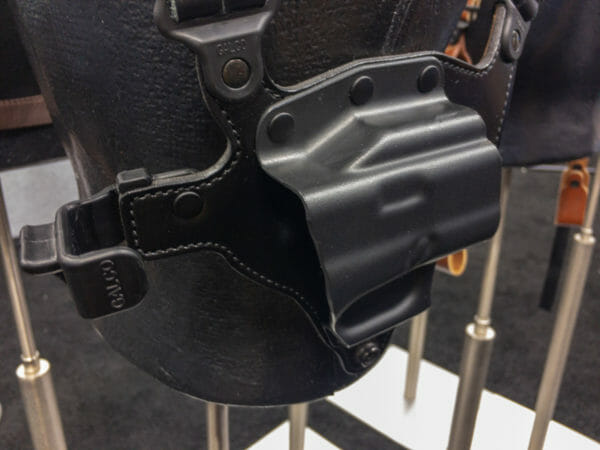 Galco was showing a prototype of their new ultra-thin and light shoulder holster system.