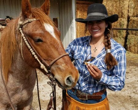 Cowgirl Caiti Hladky with the The Case Equestrian Knife