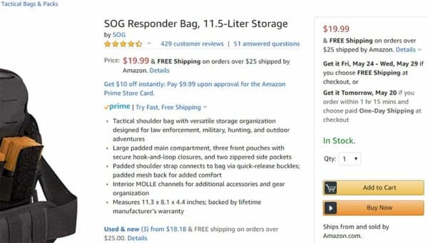 SOG Responder Range Bag MOLLE Equipped Cart Check