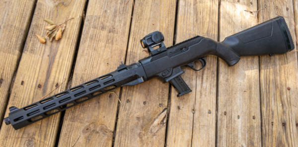 The PC Carbine shown here with the Crimson Trace CTS-1000 red dot sight.