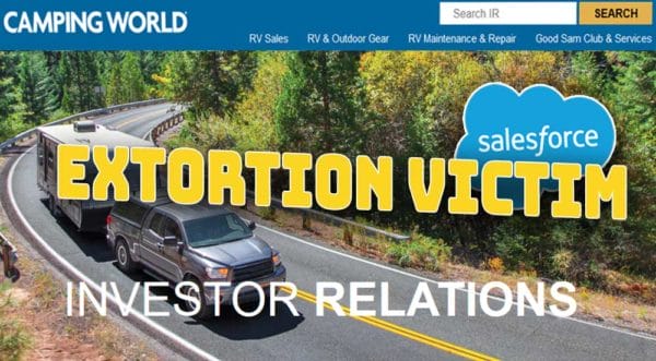 Camping World is the latest SaleForce Social Justice Extortion Victim