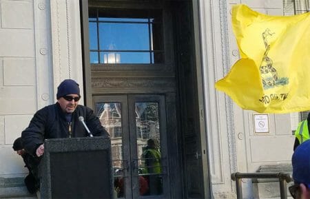 Mark Cheeseman Speaks at a recent Trenton, NJ Rights Rally