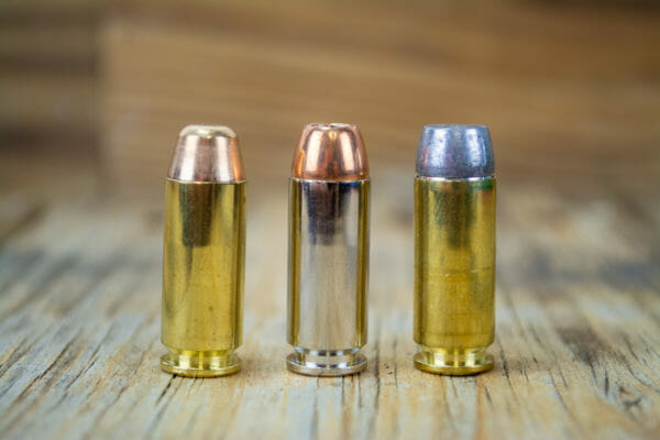 Left to right: Sig Sauer 180-grain FMJ, Sig Sauer 180-grain V-Crown, and Doubletap 200-grain hardcast.