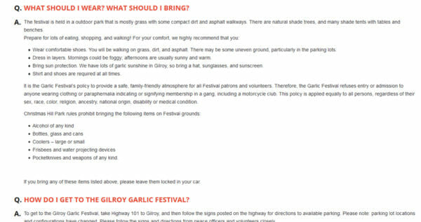 Gilroy Garlic Festival website clearly lists the park as a gun-free killing zone