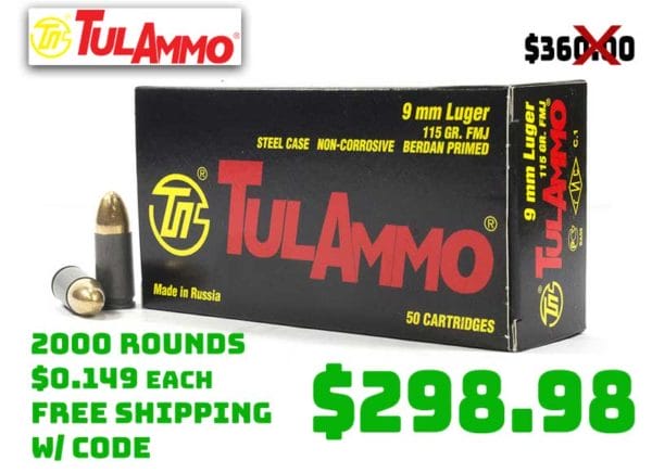 2000rnds Tulammo SteelCase 9mm 115Gr FMJ Ammo Deal