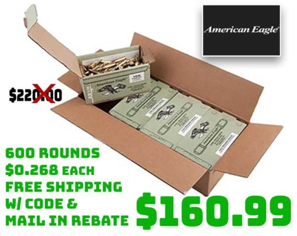 600rnds American Eagle Ammo 5.56X45mm XM855 Rebate Deal