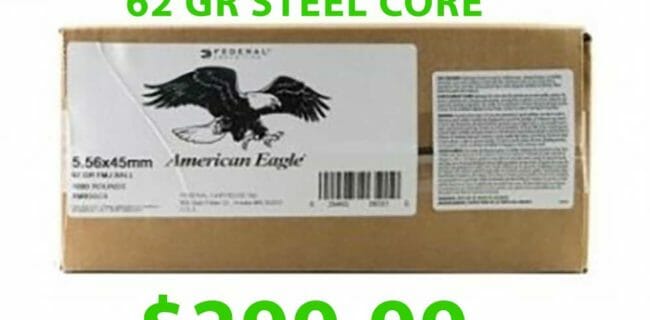 Daily Gun Deals: American Eagle 5.56 62gr Steel Core 1000 Rounds $249.99 w/ Rebate