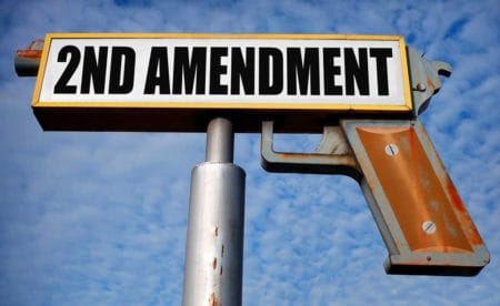 Gun Shaped Sign Second Amendment iStock-854753432