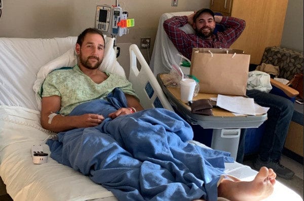 Chris Gregersen and Donivan Campbell After 2019 Bear Attack Image provided by Chris Gregersen Chris Gregersen and Donivan Campbell After 2019 Bear Attack Image provided by Chris Gregersen