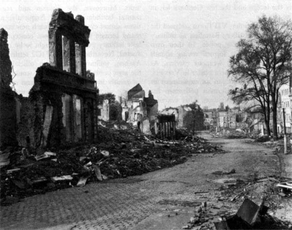 After the Battle of Aachen in Germany, the city, which had already been heavily bombed earlier in the war, was 85 percent destroyed. After the Battle of Aachen in Germany