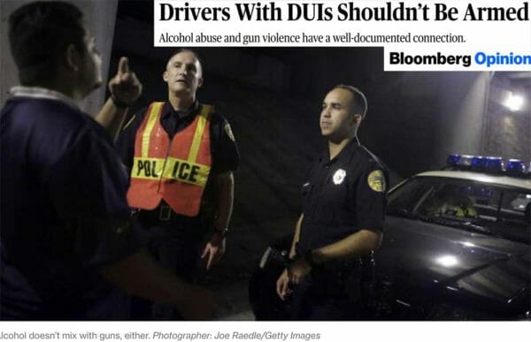 Alcohol doesn’t mix with guns, either. Photographer: Joe Raedle/Getty Images