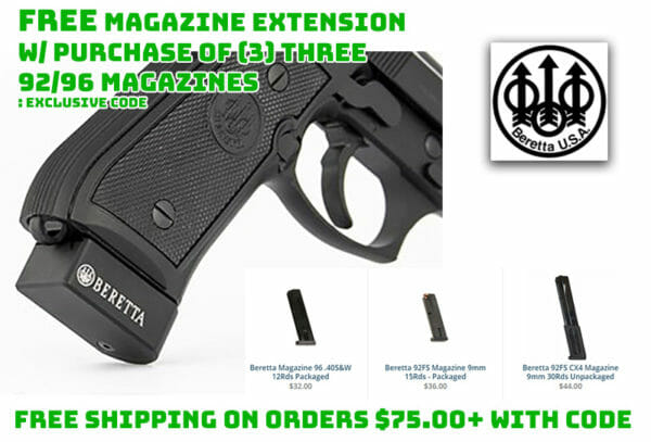 FREE Magazine Extension Buy 3 Beretta 92 96 Gun Mags Deal