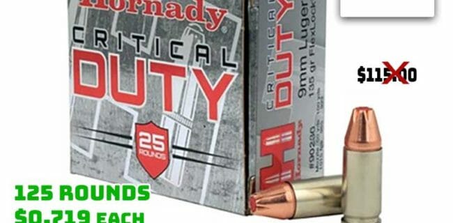 HORNADY Critical Duty 9mm FlexLock JHP 125Rnds Deal