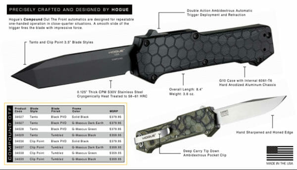 Hogue Knives The Compound Out The Front Automatic Knife Specs