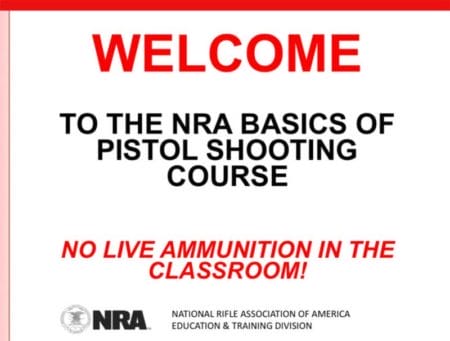 Live ammunition is expressly forbidden in all NRA classroom activities. Every course slide deck has this clearly stated.