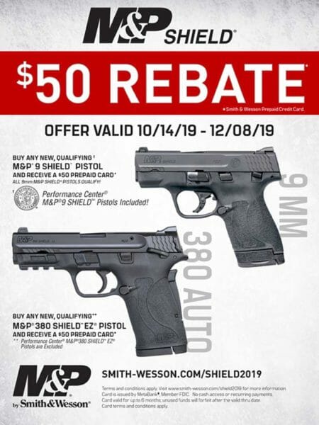 Smith & Wesson Announces $50 Rebate on M&P Shield Pistols Smith & Wesson Announces $50 Rebate on M&P Shield Pistols