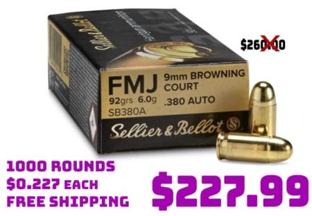 1000 Rounds Sellier & Bellot .380 ACP FMJ Ammunition Deal