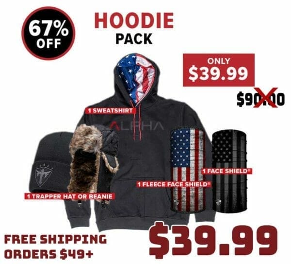 Alpha Defense Gear Freedom Hoodie, Face Mask & Hat Pack deal