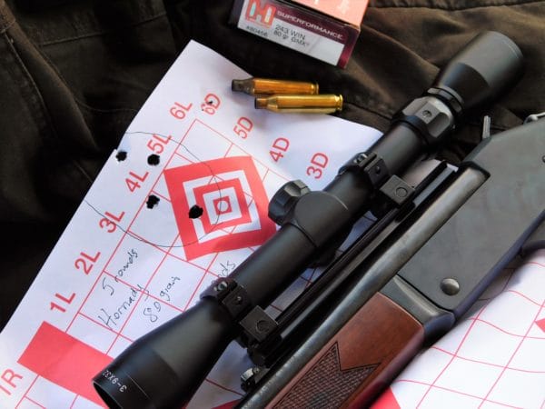 Five rounds out of the Henry Single Shot rifle at fifty yards. Five rounds out of the Henry Single Shot rifle at fifty yards.