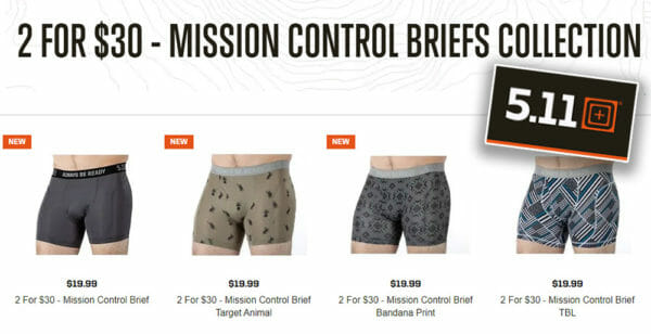 5.11 Mission Control Briefs Collection 2 For $30 Promotion