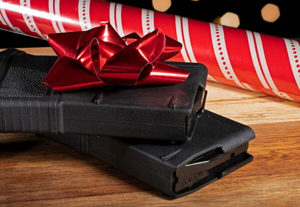 AR-15 Magazines Christmas Wrapping Paper Bow Gifts Presents Holiday iStock-gsagi-1082600556.jpg
