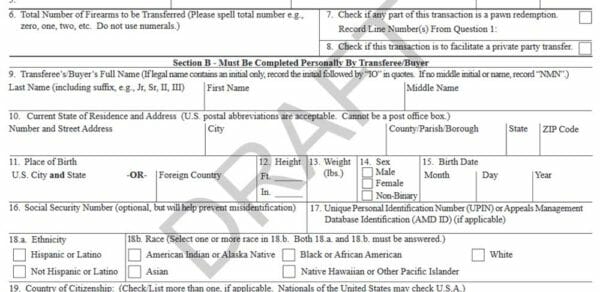 Gender Changes Proposed to ATF Form 4473