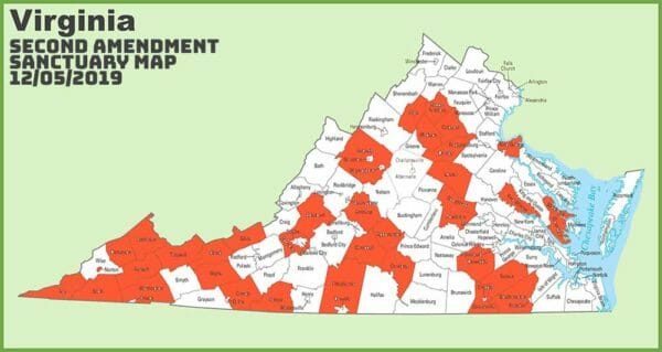 Virginia Second Amendment Sanctuary Zone Map 12-5-2019