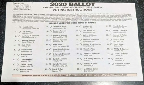 NRA Board of Directors Ballot 2020