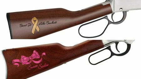 The “Beat It Like Beckett” edition rifle (top) and the “Sweet Sadie” edition rifle (bottom) sold out within hours of going up for sale on Henry Repeating Arms’ website.